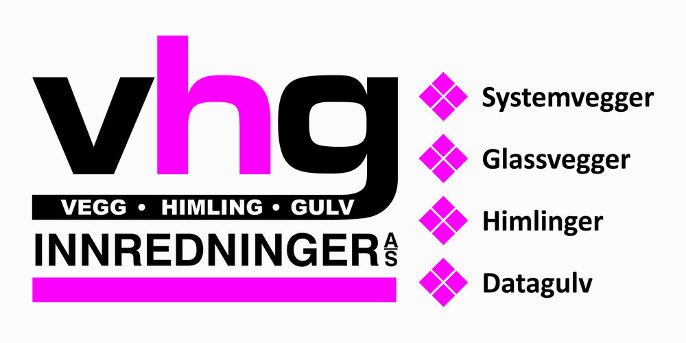 Logo Vhg innredninger. farge i sort og rosa